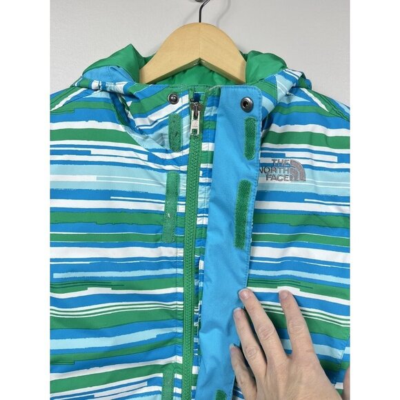 The North Face Jacket Girl Large 14/16 Green Blue Hooded Jacket Parka Winter Ski - Picture 6 of 15